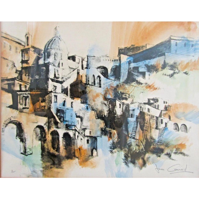 Abstract Expressionism 1970s Jonas Gerard Limited Edition Color Print Gouache Street Scene in Jerusalem 1/115 For Sale - Image 3 of 9