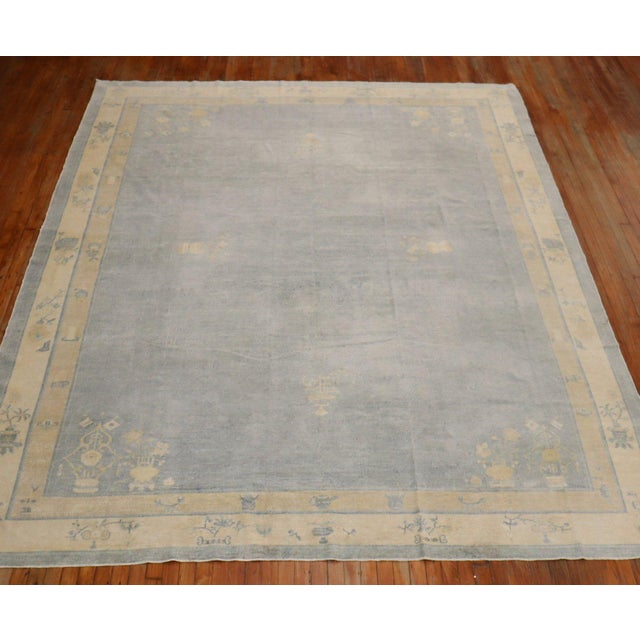Light Blue Antique Chinese Rug - 9'2" x 11'5" For Sale - Image 17 of 18