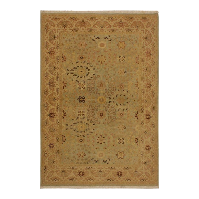 1980s Semi Vintage Lt. Blue/Lt. Tan Turkish Hand-Knotted Rug -4'3 X 6'1 For Sale