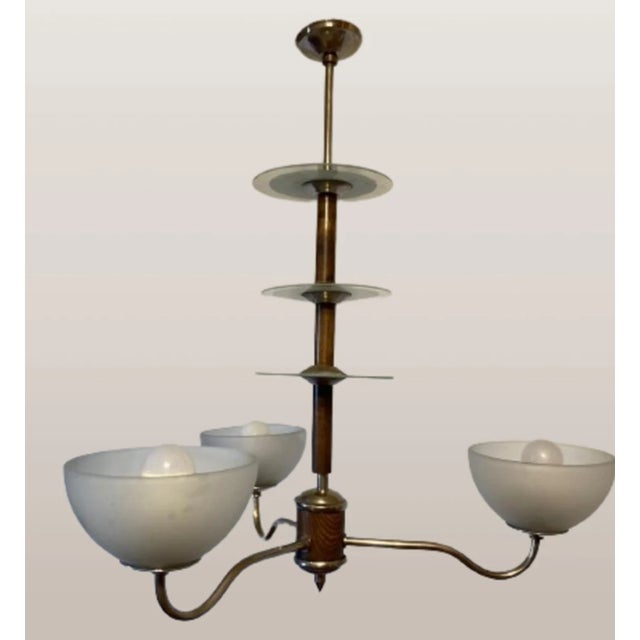 Vintage Chrome-Plated Brass Chandelier, 1930s For Sale - Image 3 of 8