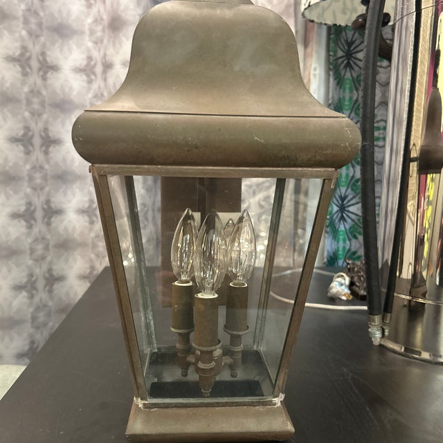 English Antique Rustic Metal Lantern Light For Sale - Image 3 of 12