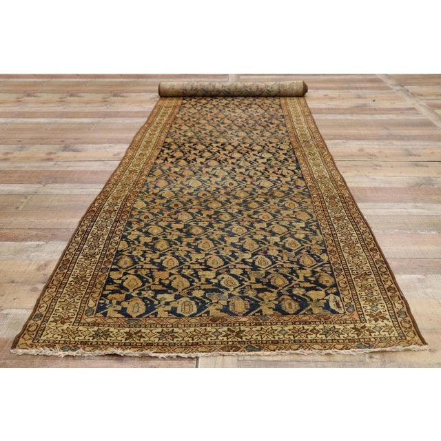 Navy Blue Antique Persian Malayer Runner - 03'04 X 15'10 For Sale - Image 8 of 10