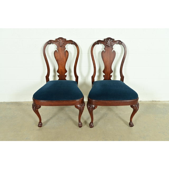 English Smith & Watson Georgian Carved Mahogany Side Chairs or Dining Chairs, Pair For Sale - Image 3 of 15