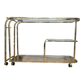 Milo Baughman for Dia Expanding Brass Bar Cart For Sale