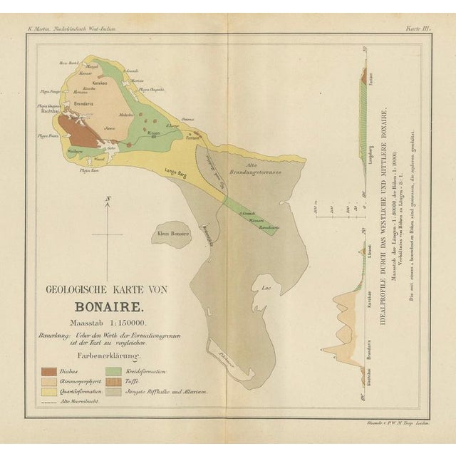 Black Geological Map of Bonaire in the Dutch West Indies by Karl Martin, 1888 For Sale - Image 8 of 9