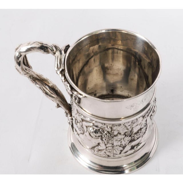 Antique Victorian Silver Plated Embossed and Engraved Mug from G R Collis, 1835 For Sale - Image 16 of 18