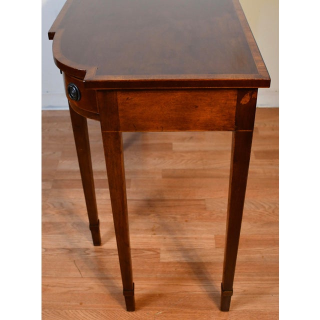 1910s Antique Dokon n.y English Regency Mahogany Banded Satinwood Console Table For Sale - Image 11 of 13