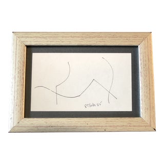 Vintage Original Miniature Robert Cooke Abstract Ink Drawing Framed For Sale