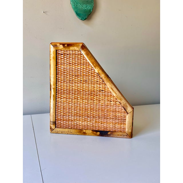 1970s 1970s Bamboo Rattan Letter File Holder, Vintage Palm Beach Style For Sale - Image 5 of 5