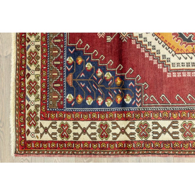 Vintage 1960s Anatolian Hand-Knotted Wool Turkish Villager Made Rug - 5′ × 7′7″ For Sale - Image 10 of 13