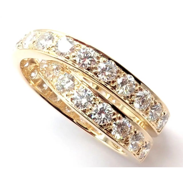 Contemporary 1990s Cartier Yellow Gold Nouvelle Vague Diamond Band, Size 5.75 For Sale - Image 3 of 12