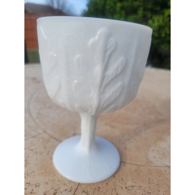 White Vintage Milk Glass Goblet For Sale - Image 8 of 8