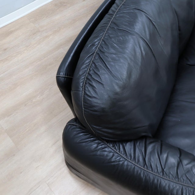 Vintage Black Leather Sofa, 1970s For Sale - Image 13 of 14