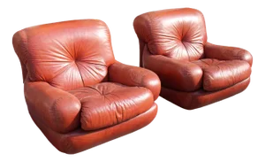 Set of Lounge Chairs in Cognac Bubble Leather, Italy, 1970s
