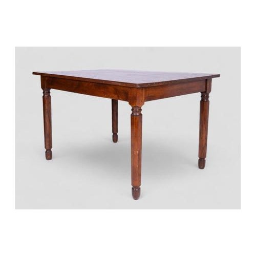 Rustic Wooden Side Table with Turned Legs and Drawer For Sale - Image 3 of 7