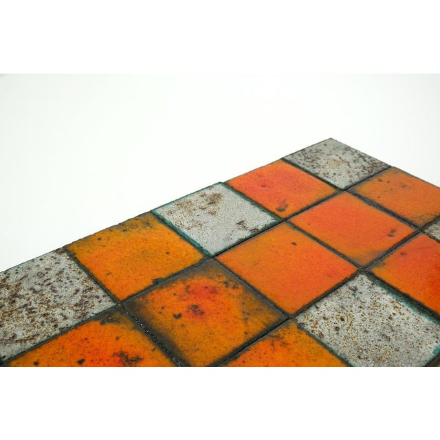 Mid-Century Modern Orange Ceramic Tile Side Table with Iron Frame, 1960s For Sale - Image 14 of 18
