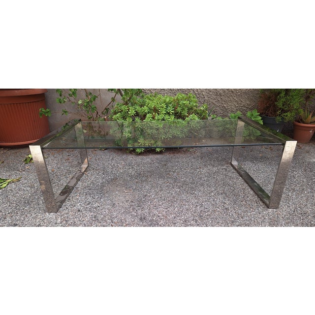 Mid-Century Modern Coffee Table in Chrome and Glass, 1960s For Sale - Image 3 of 6