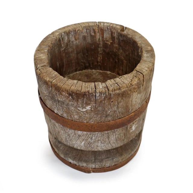 Rustic 1920s Old India Wood Pestle Pot For Sale - Image 3 of 6