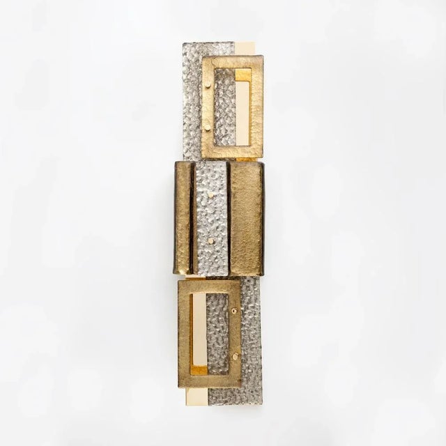 Gold Modern Geometric Murano Glass and Brass Wall Lamp, 1990 For Sale - Image 8 of 10