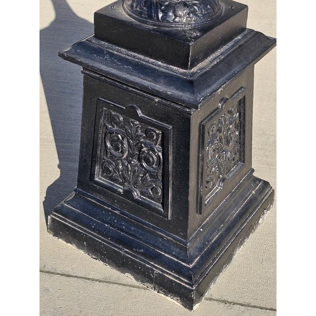 Victorian Aluminum Flower Garden Urn on Base For Sale - Image 12 of 18