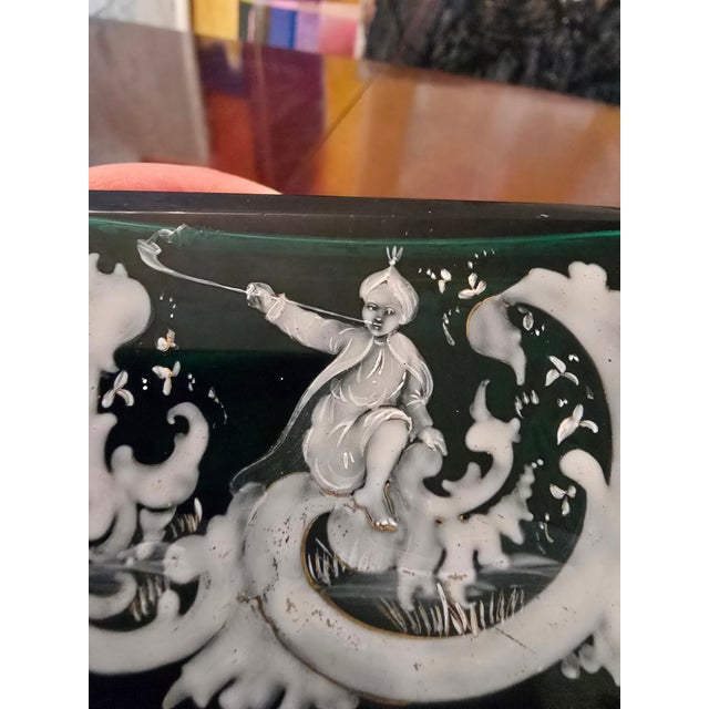 Antique Bohemian Glass Moser Emerald Crystal Jewel Box For Sale - Image 4 of 11