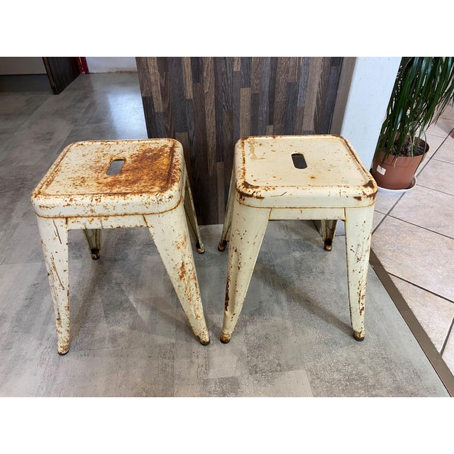 Metal Industrial Metal Stools by Xavier Pauchard for Tolix, 1950s, Set of 2 For Sale - Image 7 of 15