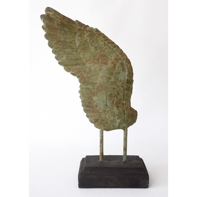 2000 - 2009 Large Rustic Verdigris Wing Sculptures on Stands - A Pair For Sale - Image 5 of 18