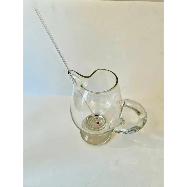 Mid-Century Modern Glass Rounded Martini Pitcher with Stirrer For Sale - Image 3 of 9