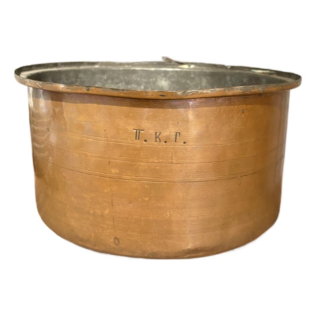 19th Century Copper Pot or Ice Bucket With Greek Fraternity Letters For Sale
