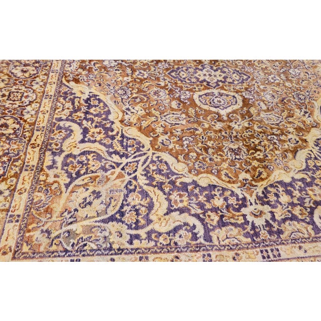 Vintage Turkish Silk Area Rug, Floral Medallion, Mid-20th Century, 4' x 6' For Sale - Image 13 of 18