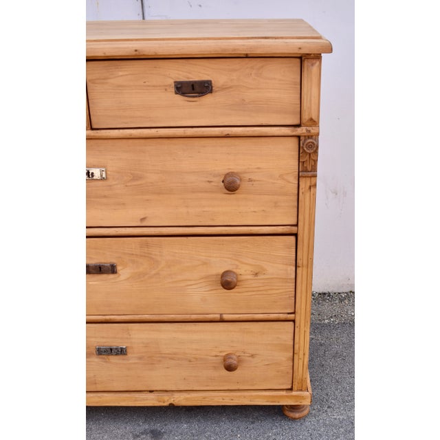 Brown Pine Chest of Five Drawers For Sale - Image 8 of 12