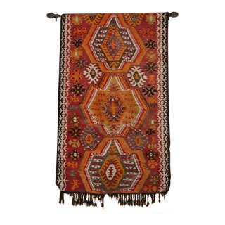 Large Hand-Woven Turkish Kilim Wall Hanging For Sale