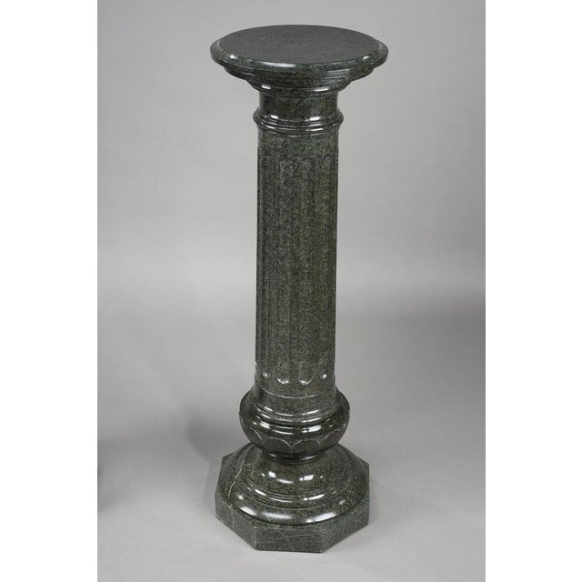 Large Fluted Green Marble Columns, 1880, Set of 2 For Sale - Image 9 of 18