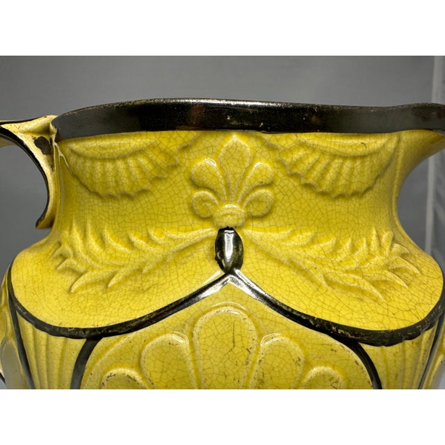 Antique Canary Yellow Silver Luster Pitcher: Staffordshire Regency Jug For Sale - Image 6 of 10
