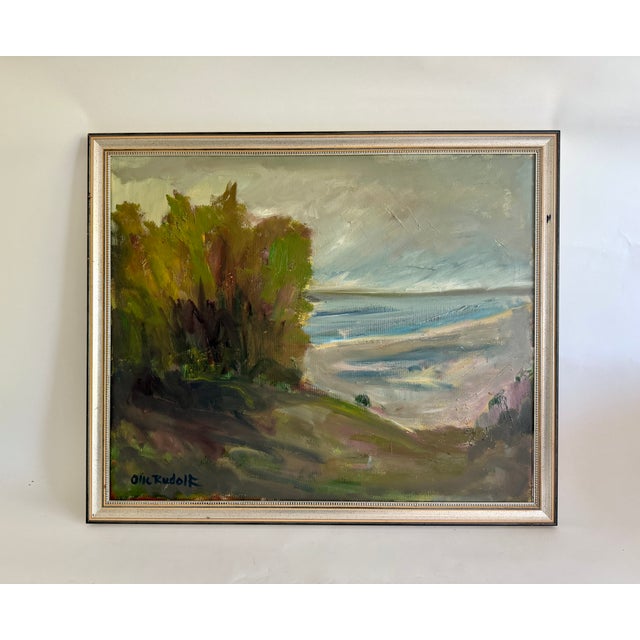 Mid-Century Modern Mid-20th C. Scandinavian Impressionist Coastal Landscape by Olle Rudolph (1932-2021) For Sale - Image 3 of 6