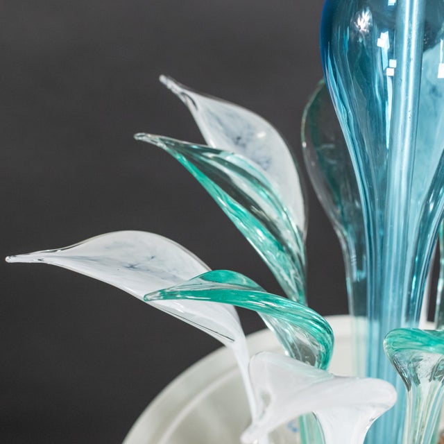 Mid-Century Murano With Tricolor Underside Roundel: Teal, Aubergine, Chartreuse in the Manner of Barovier For Sale - Image 17 of 18