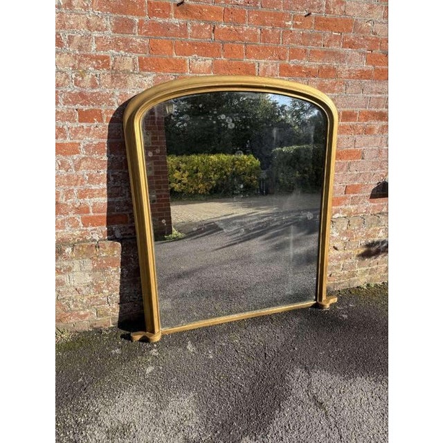 Glass Large Antique 19th Century English Gilt Arched Top Overmantle Mirror For Sale - Image 7 of 7
