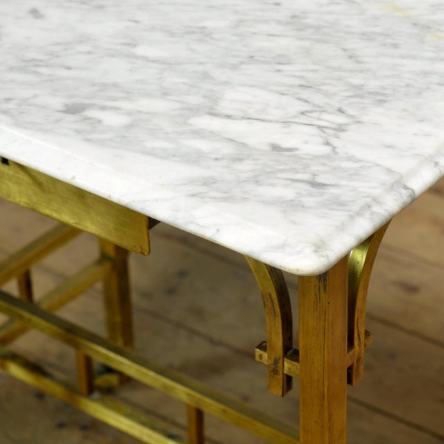 Brown Small Brass Table with Marble Top, 1910s For Sale - Image 8 of 17