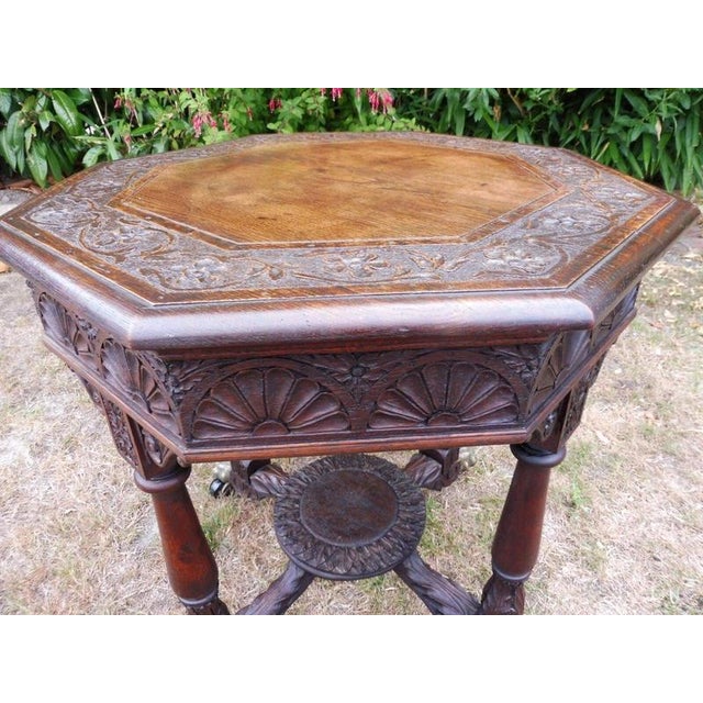 Antique Regency Carved Country Oak Occasional Table, 1800 For Sale - Image 4 of 14