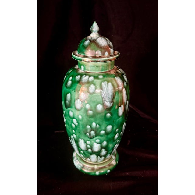 1960s Green Speckled Ginger Jar For Sale - Image 9 of 10