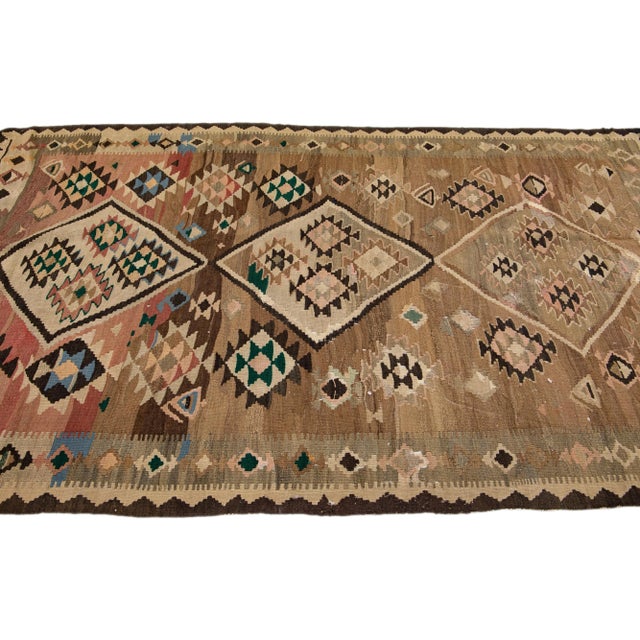 1960s 1960s Vintage Turkish Kilim Beige Handmade Tribal Wool Rug For Sale - Image 5 of 10