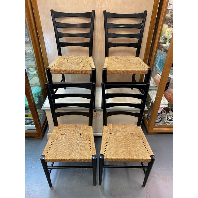 1960s Scandinavian Ladder-Back Dining Chairs, Woven Rope, Set of 4 For Sale - Image 13 of 13