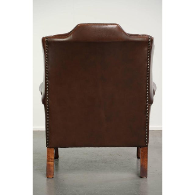 Chesterfield Wing Chair in Cowhide Leather For Sale - Image 4 of 13