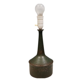 Dark Olive Green Stoneware Lamp from Palshus, Denmark, 19560s For Sale