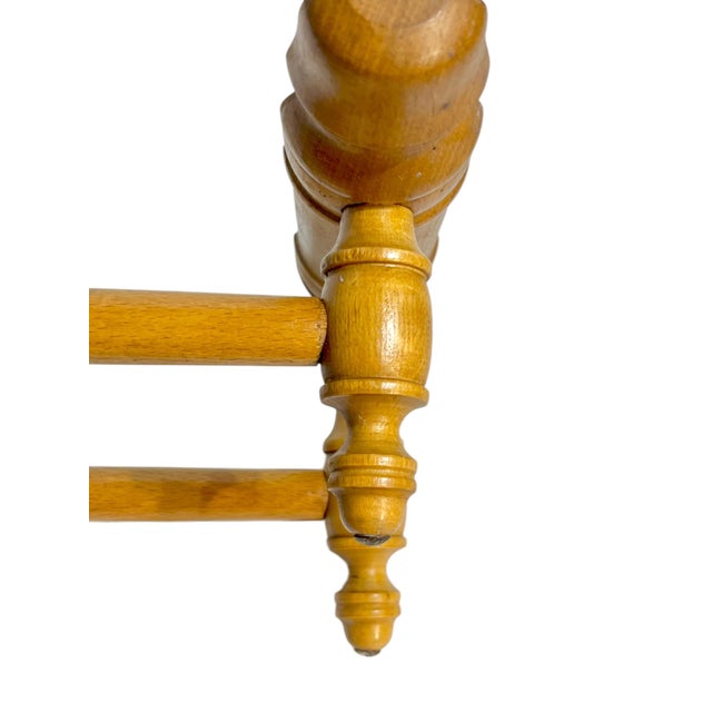 Vintage French Provincial Faux Bamboo Carved Wood Double Towel Rack For Sale - Image 17 of 17