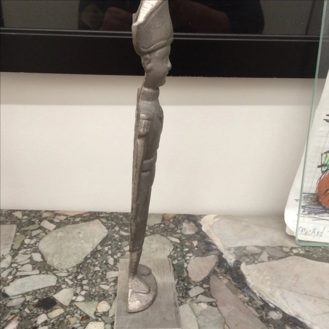 Vintage Metal Soldier Figure on Base For Sale - Image 4 of 7