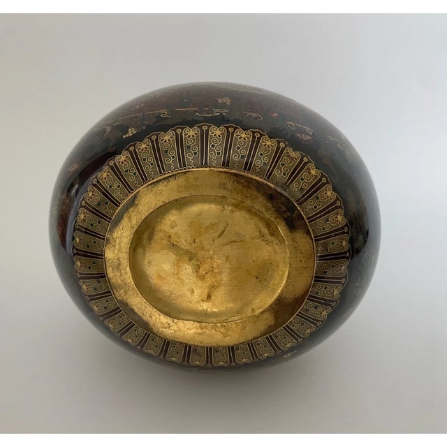Exceptional Antique Japanese Cloisonné Vase – Brown Gold Fleck (Aventurine) Dragon Motif – Meiji Period Artistry For Sale - Image 4 of 15