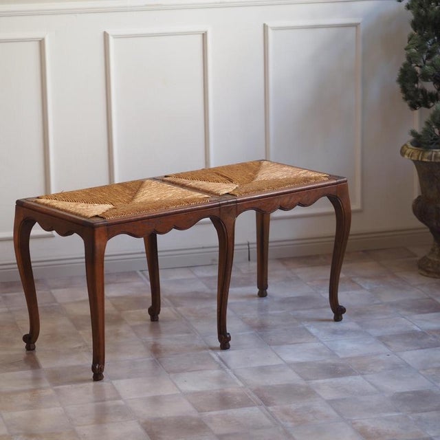 Louis XV Bench with Straw Weaving, 1960 For Sale - Image 11 of 12
