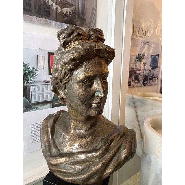 Neoclassic Style Bronze Female Bust Sculpture For Sale - Image 9 of 10