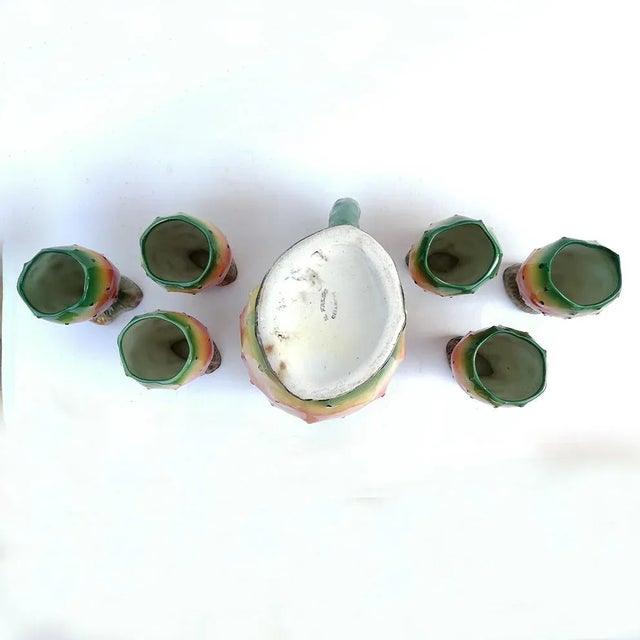 Ceramic Watermelon Pitcher and Cups from Falco, 1970s, Set of 7 For Sale - Image 4 of 6